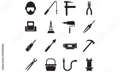 Blacksmith Tools and Forging Icons Anvils, Hammers, Welding, Safety Gear & Metalworking

