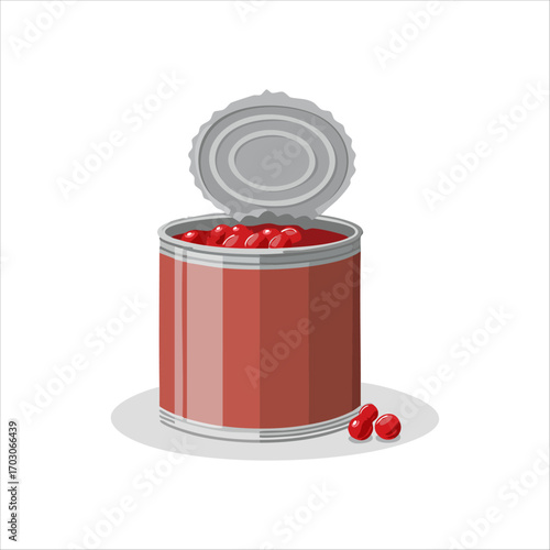Open can of cranberries illustration for holiday feast