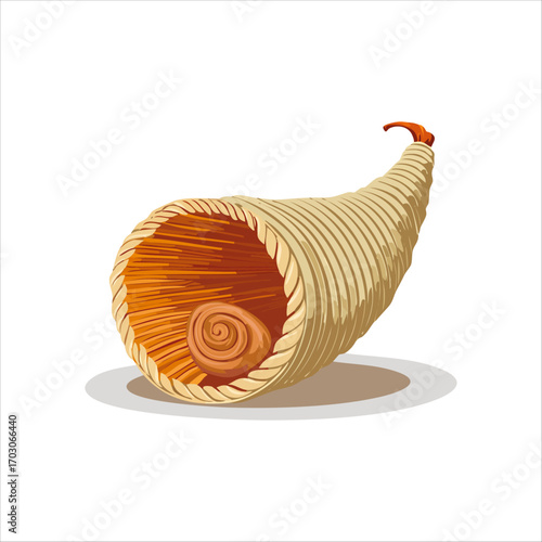 Cornucopia horn of plenty illustration as autumn harvest symbol