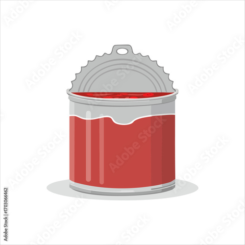 Open canned food with tomato sauce vector illustration