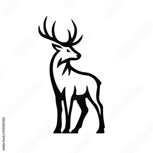 Majestic Black and White Stag Illustration
