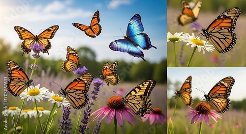 Beautiful Butterflies in a Meadow.