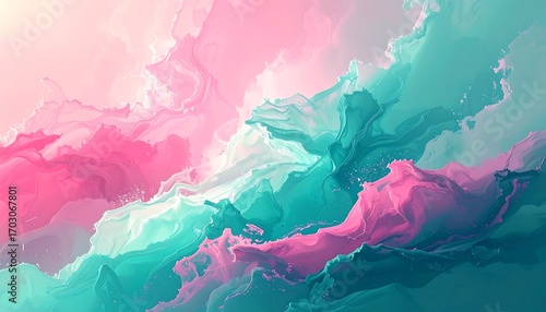 Abstract painting of swirling clouds in pastel colors