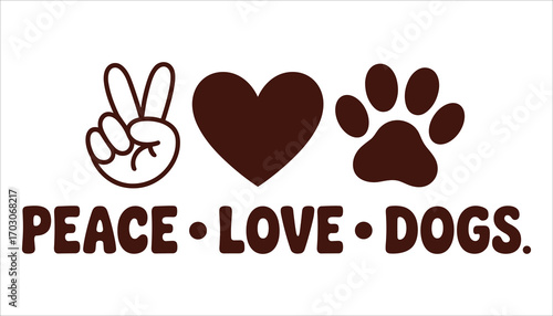 Peace Love Dogs Paw Print Vector Illustration