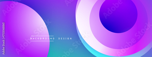 Abstract gradients form layered circles, creating vibrant background design. Purple, blue hues dominate composition. Modern aesthetic.