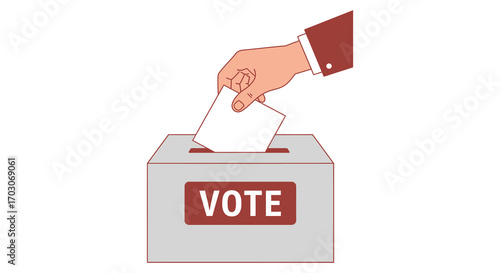 a hand placing ballot into voting box for election