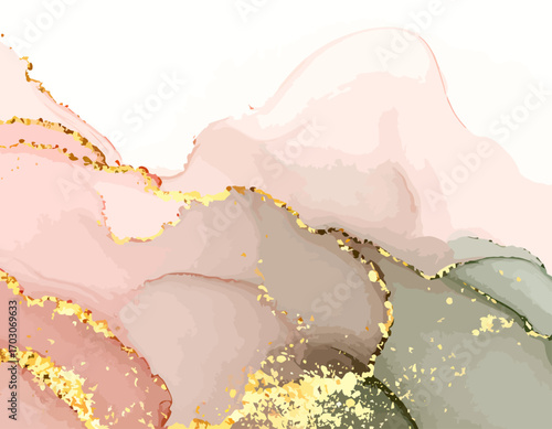 Abstract Fluid Art with Gold Accents.