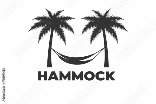 Hammock Between Two Palms Tree on White Background Summer Vacation