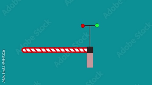 Wallpaper Mural Barrier barricade stopped car. Road barrier red white stripes level crossing intersection. Open and closed the gate. 4K animated video. Alpha channel. Torontodigital.ca