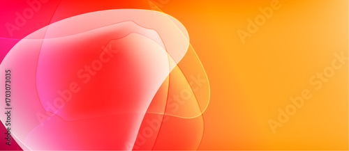 Abstract fluid shapes blend vibrant reds, oranges. Gradient background creates warm, dynamic visual effect. Smooth transitions dominate composition.