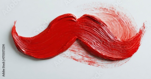 Abstract red paint stroke, mustache shape