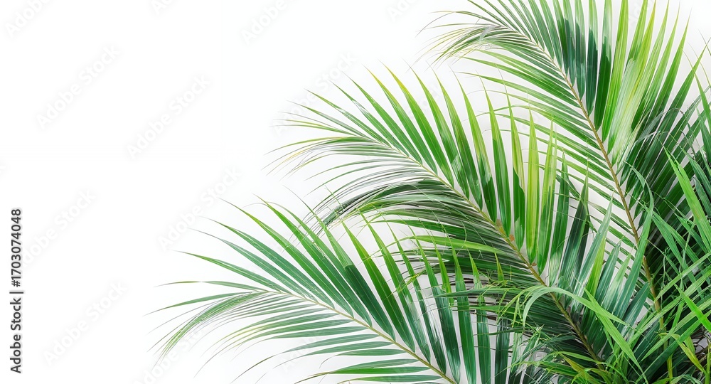 Fototapeta premium Tropical Palm Fronds on White Background Perfect for Summer Designs, Invitations, and More