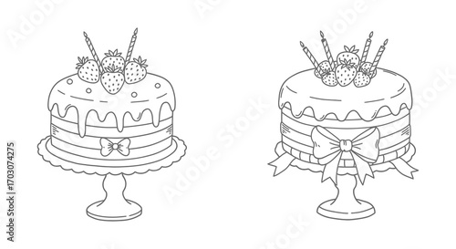 a delightful cake with strawberries cream and decorative bow