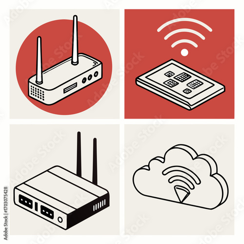 Network and communication icons, vector format, easy to edit and customize