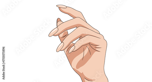 Delicate elegant hand gesturing with long fingernails and a graceful pose