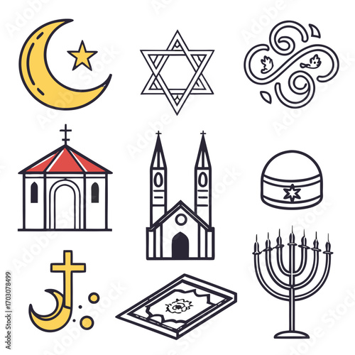 Religion icon set vector illustration