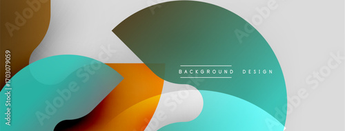 Abstract fluid shapes, gradients, modern design. Teal, orange, gray colors create dynamic composition. Minimalist background for presentations.
