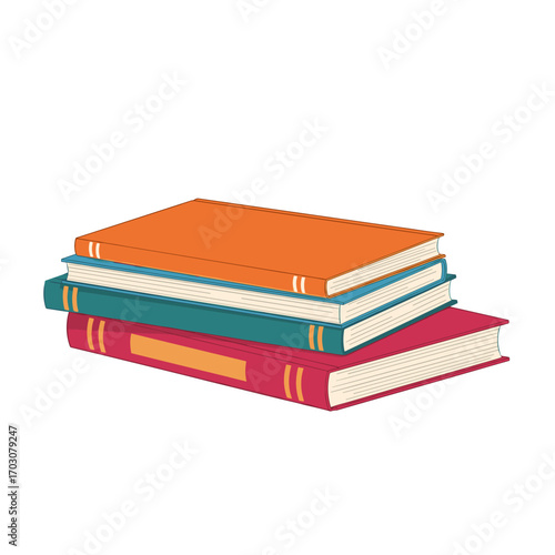 Stack of colorful books for education and knowledge.