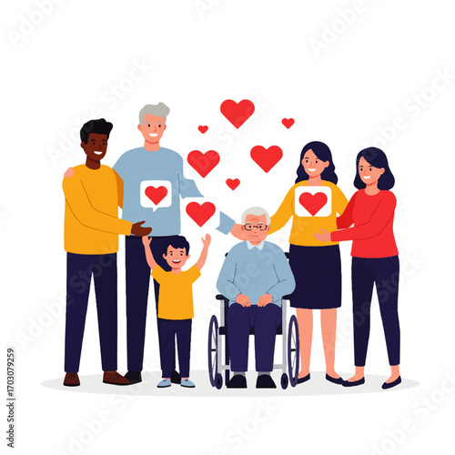 Diverse Generations Showing Love Care and Community Support.