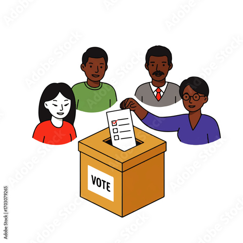 Diverse Group of Citizens Casting Ballots in a Democratic Election.