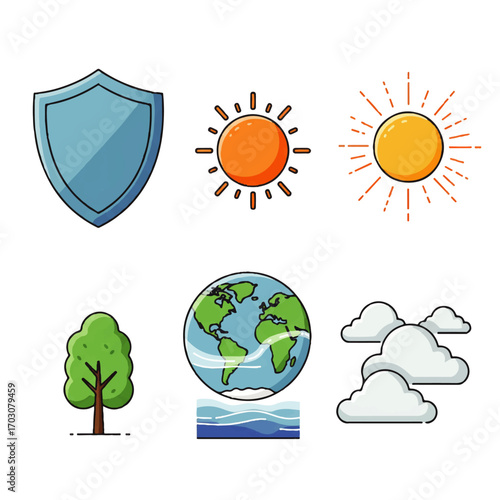 Environmental Protection Nature and Weather Icons Collection.
