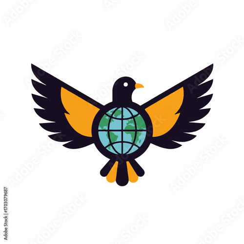 Global Peace Dove Symbol with Earth.