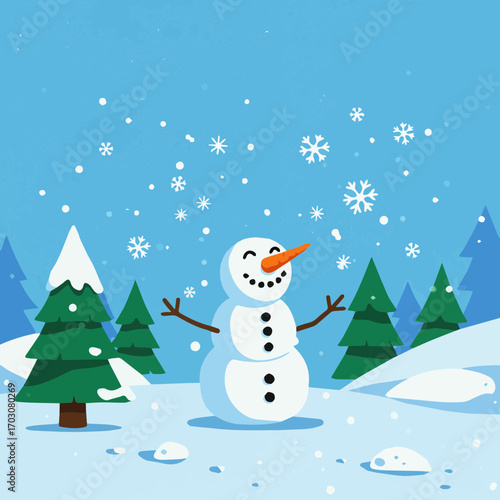 snowman and christmas tree