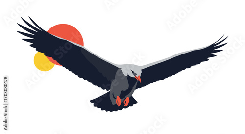Majestic bird of prey soaring high against a vibrant sunset sky