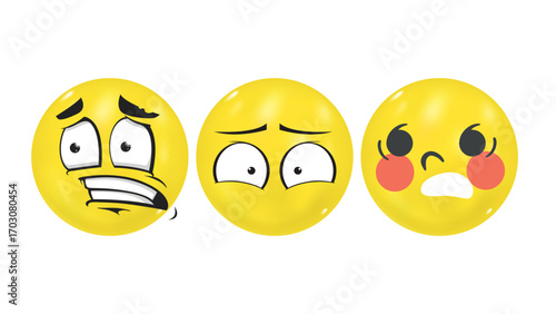 A vector illustration of a set of cartoon smileys showing various expressions and emotions