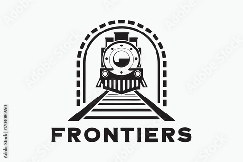 Vintage Train on Track with White Background