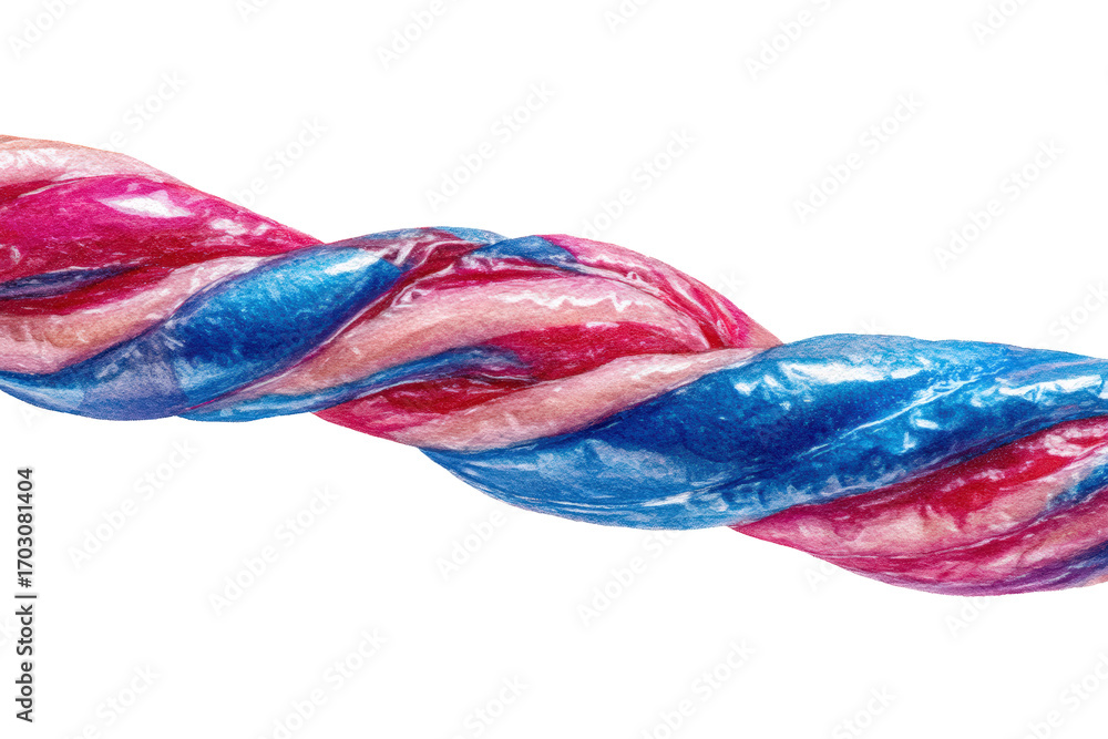 Fototapeta premium Watercolor halloween a twisted rope of pink and blue candy with glitter, isolated on transparent background