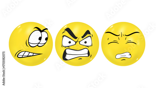 A vector illustration of a set of cartoon smileys showing various expressions and emotions