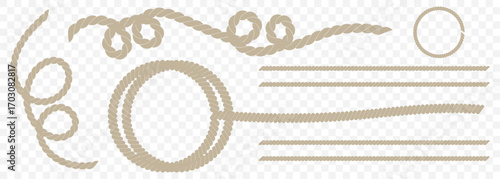 Wavy rope curve set. Repeating hemp cord stripes collection. Wavy loop tie braid bundle. Seamless black and white plait pattern. Vector marine twine design elements for banner, poster, frame, border. 