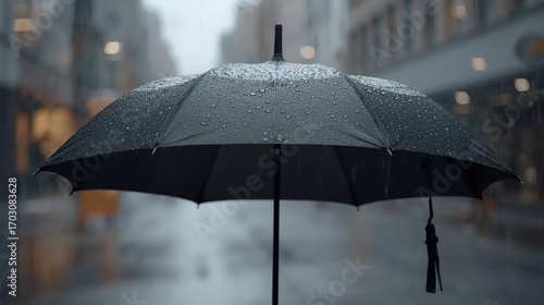 Wallpaper Mural Black Umbrella in the Rain on a City Street Torontodigital.ca