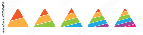 Colorful pyramid infographic for business growth, marketing strategy, and data visualization. 2, 3, 4, 5, and 6 parts