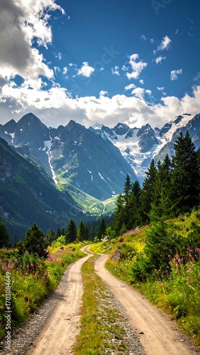 Mountain road winding through valley