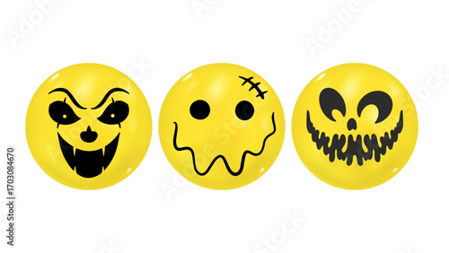A vector illustration of a set of cartoon smileys showing various expressions and emotions