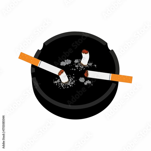 Three extinguished cigarettes rest in a black ashtray, their ash and butts a stark reminder of a finished smoke session.