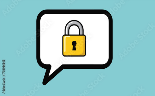 Chat Bubble with Lock Symbol Representing Secure Communication