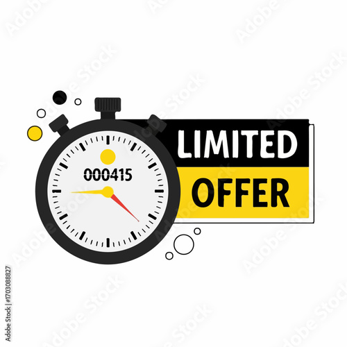 A stopwatch displays a limited-time offer, emphasizing urgency and the fleeting nature of the deal.
