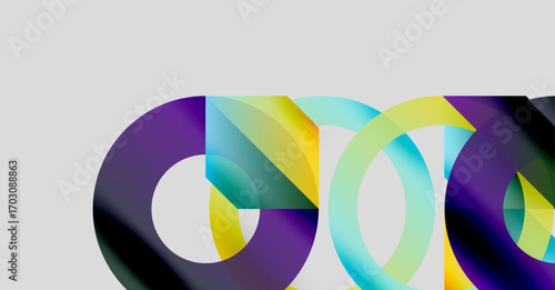 Abstract colorful circles overlap, creating dynamic visual composition. Gradient hues blend, offering modern aesthetic.