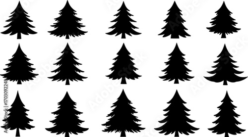 set christmas tree silhouette
