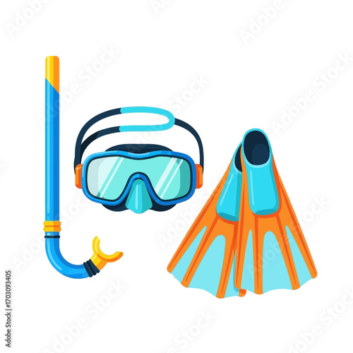 Colorful Diving Gear Set - Mask, Fins, and Snorkel.
