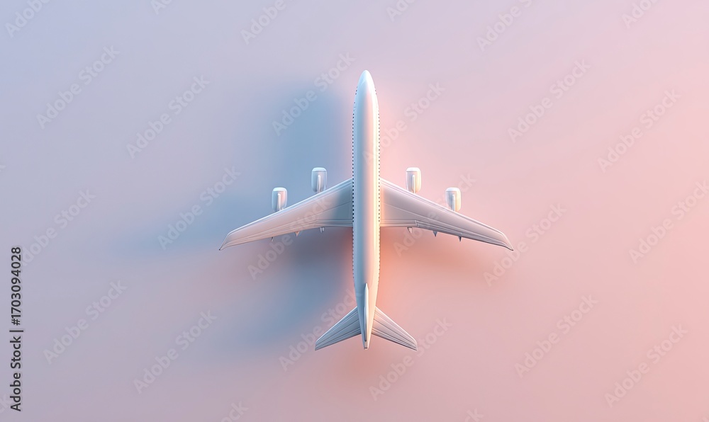 Fototapeta premium Overhead View of White Airplane Model