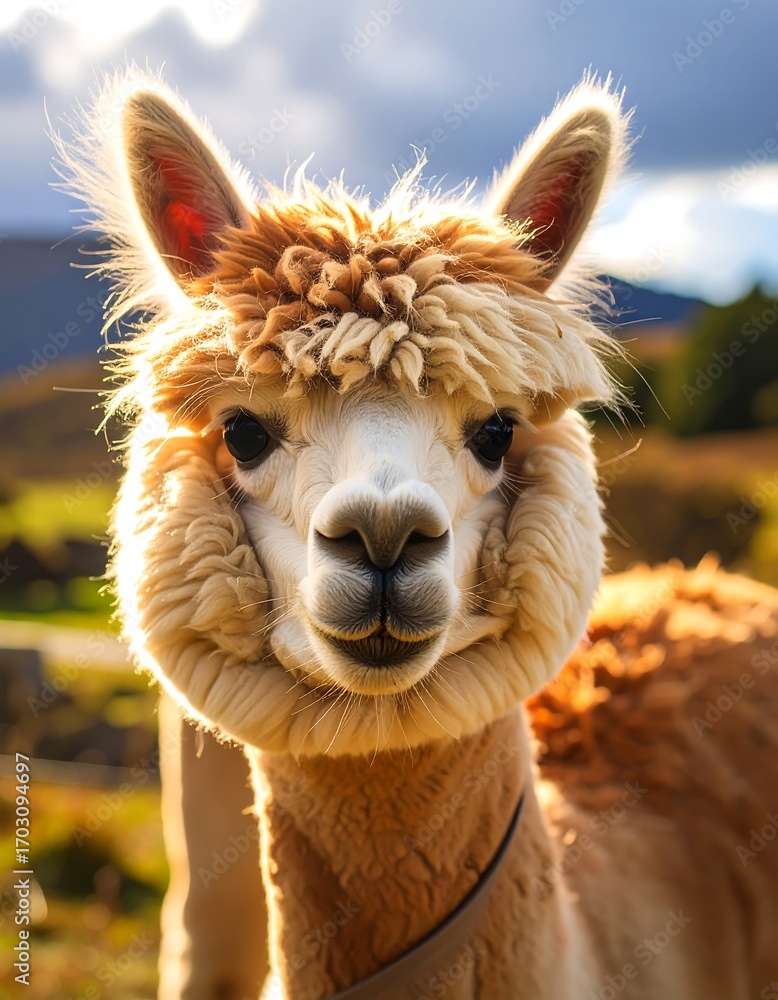 Obraz premium Close-up of a smiling alpaca