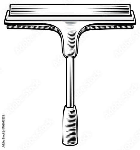 Classic Squeegee Window Cleaning Tool Engraving Style Illustration