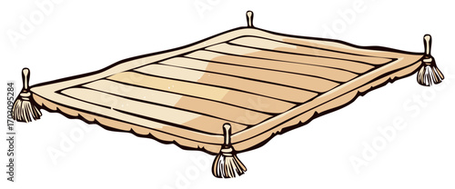 Whimsical magic carpet with decorative tassels and woven pattern for fantastical journeys