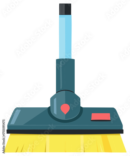 Illustrated Upright Vacuum Cleaner with a Yellow Bristle Brush for Cleaning