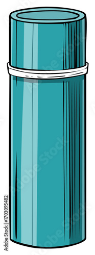 Teal colored cylinder bottle container vector illustration simple design
