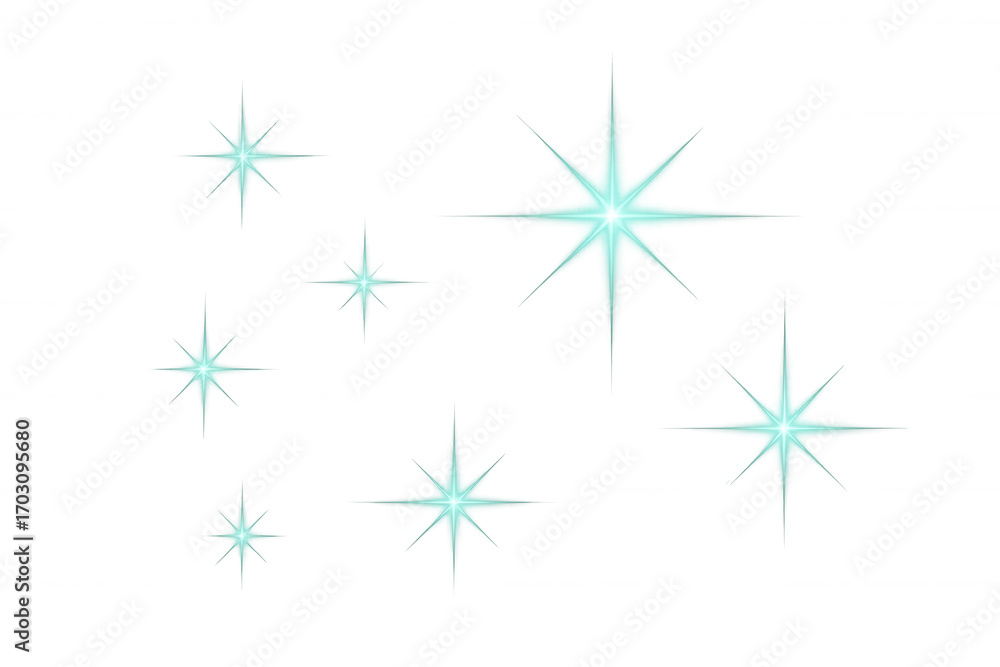 Obraz premium Light effect stars glowing on a transparent background, perfect for adding sparkle and shine to any project